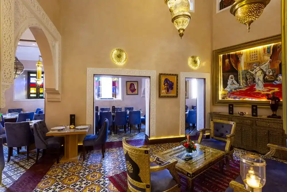 Restaurant interior with Moroccan art